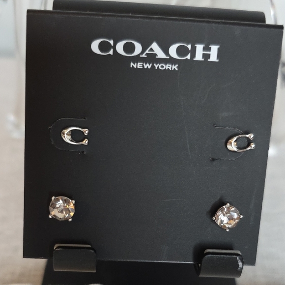 Coach Silver & Crystal Stud Earring Set - Picture 3 of 7